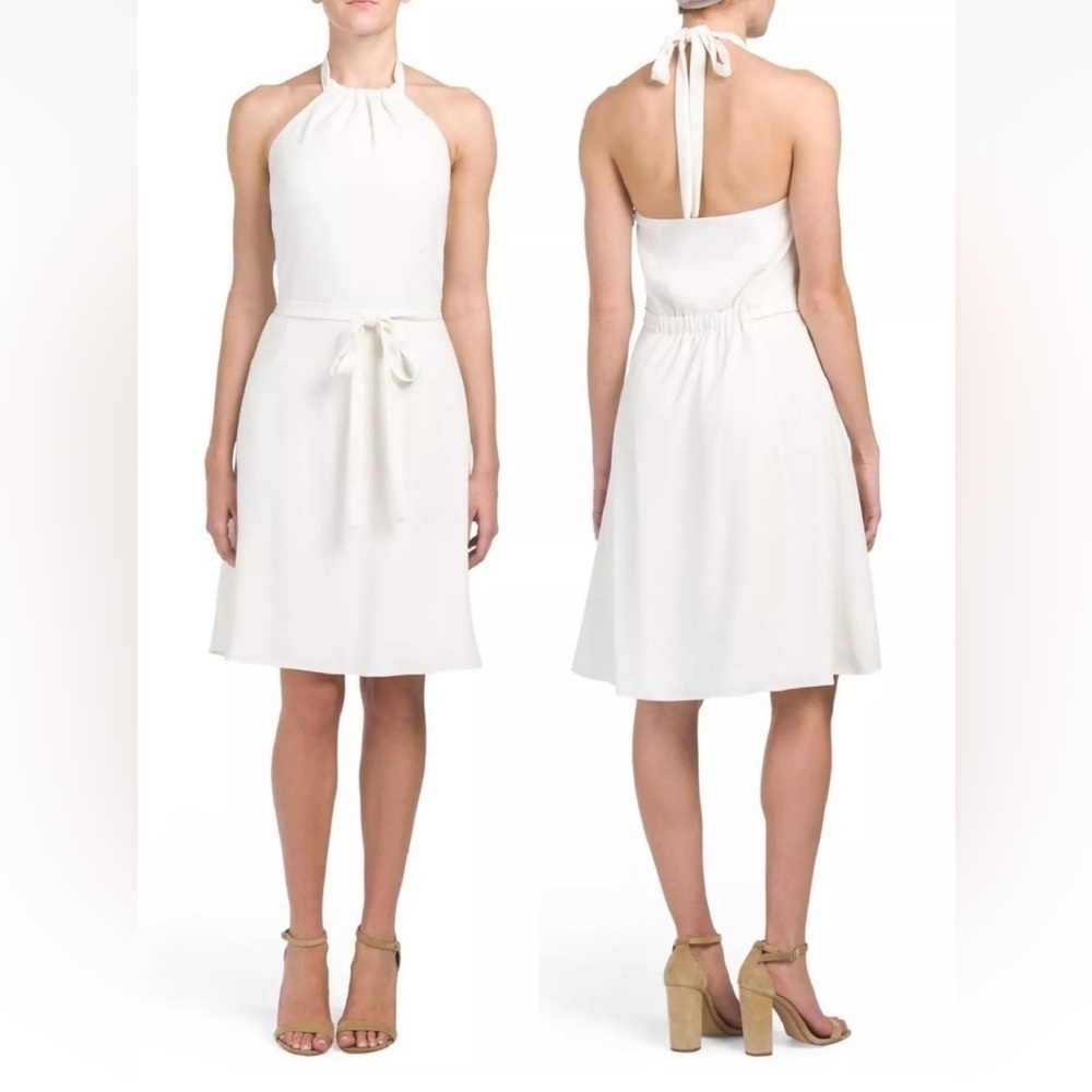 NWOT Theory Crepe Halter Dress in Ivory
